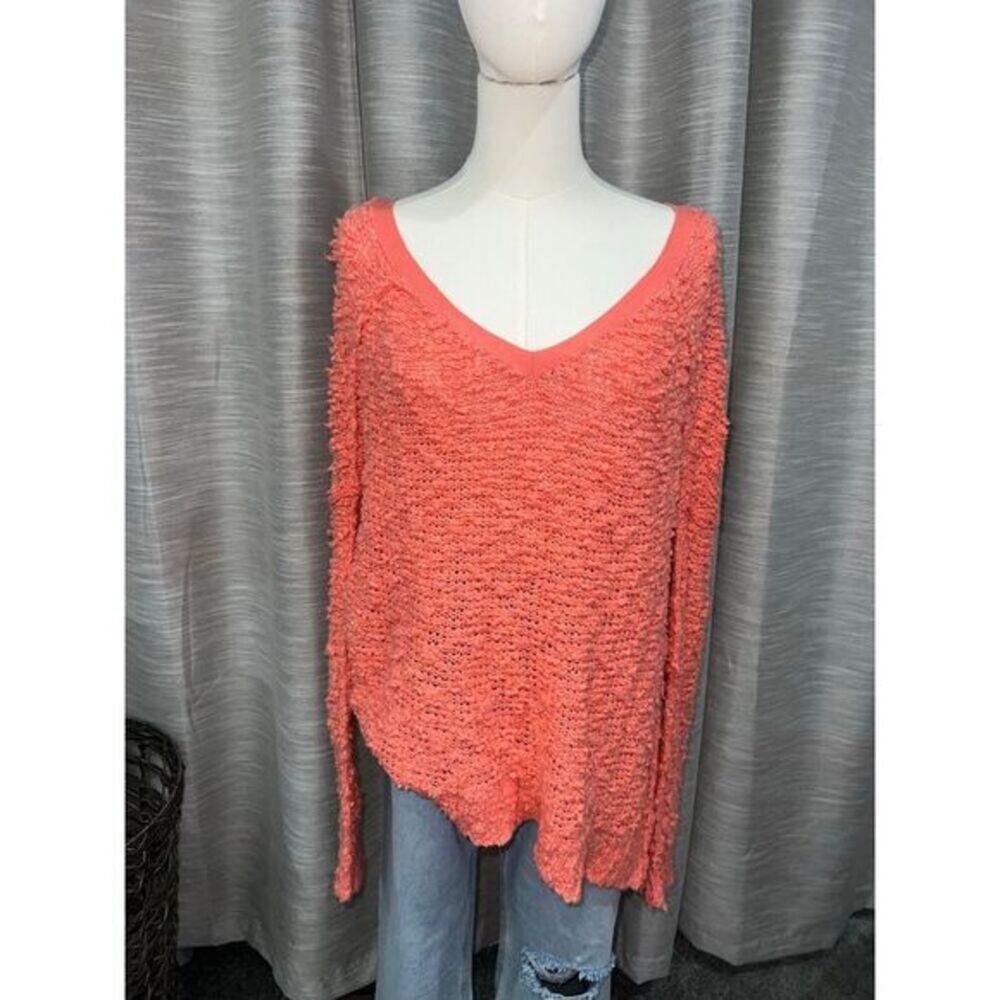 Free People songbird crochet sweater size medium‎ in coral